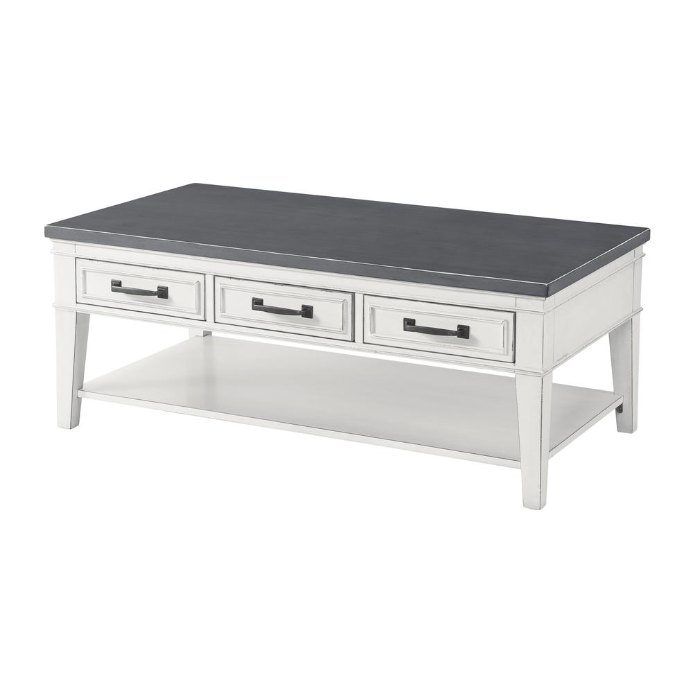 Martin Svensson Home Del Mar 3 Drawer Coffee Table, Antique White and Grey. Picture 7