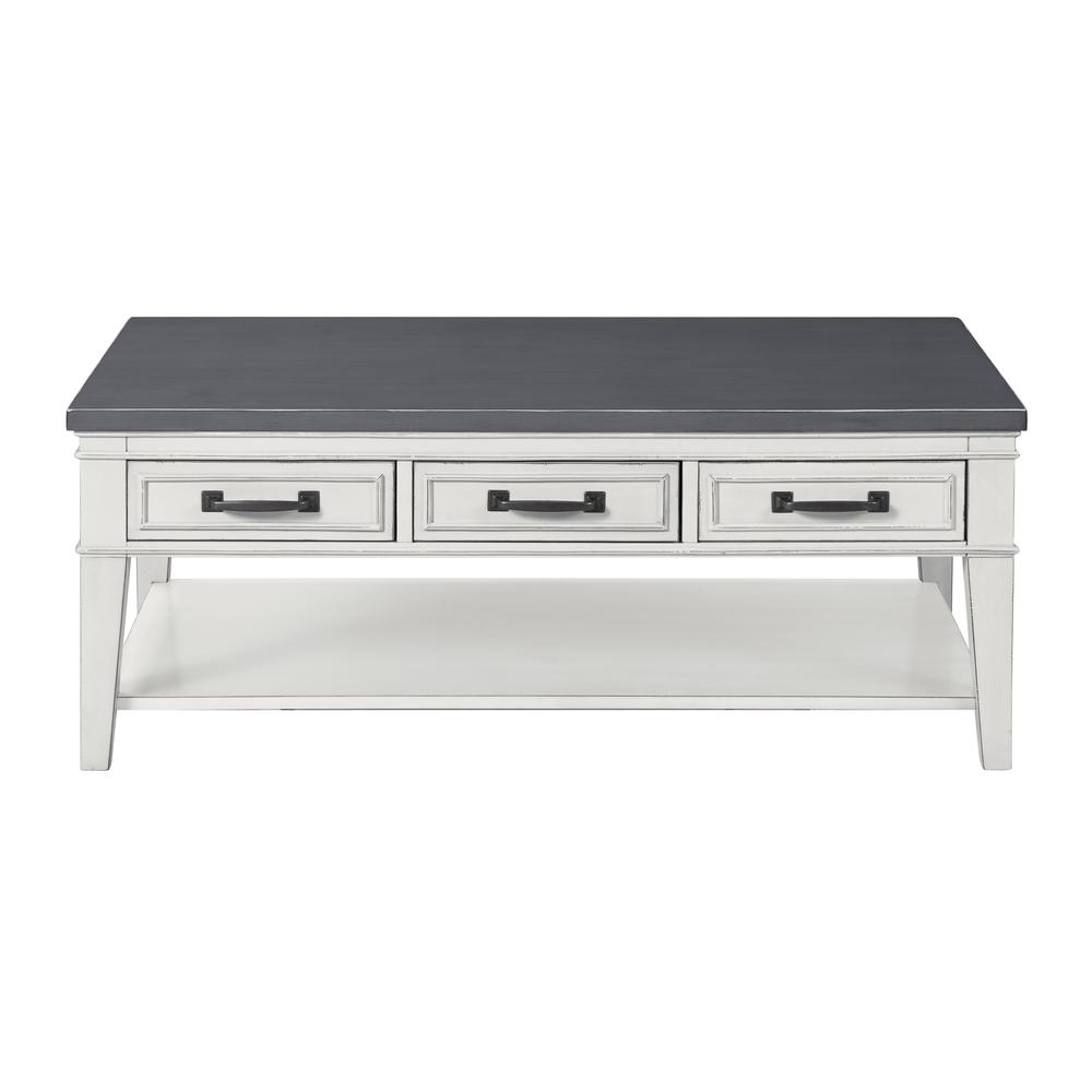 Martin Svensson Home Del Mar 3 Drawer Coffee Table, Antique White and Grey. Picture 9