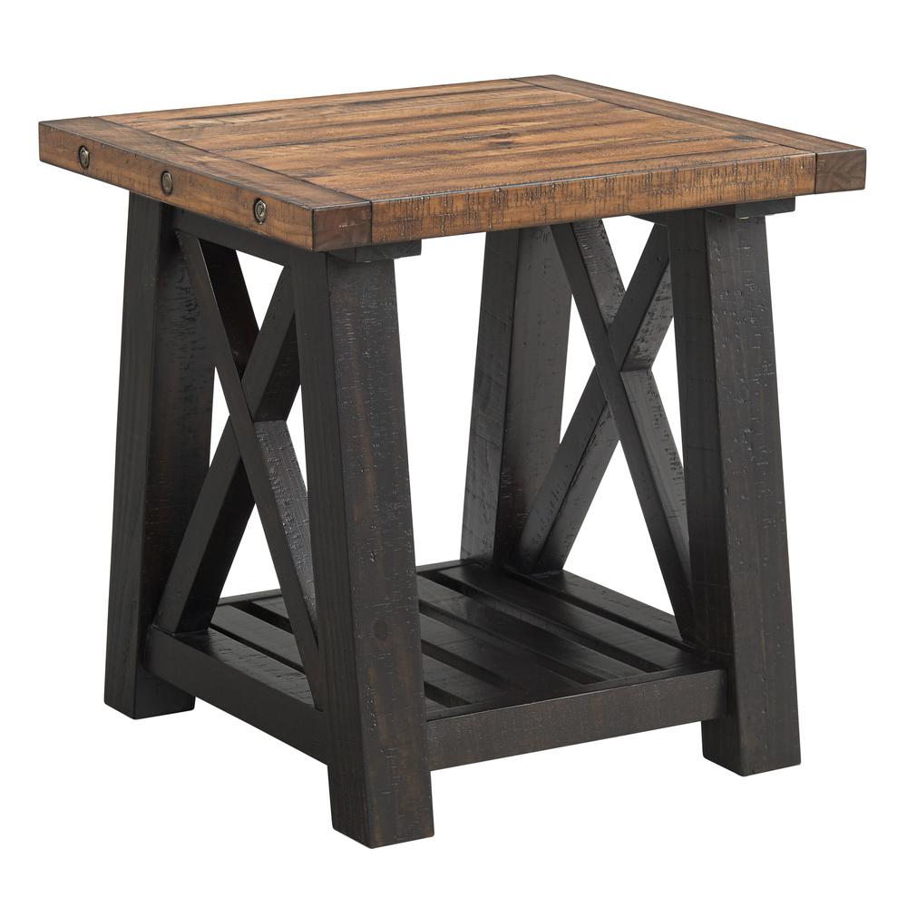 Martin Svensson Home Bolton Solid Wood End Table, Black Stain and Natural. Picture 1
