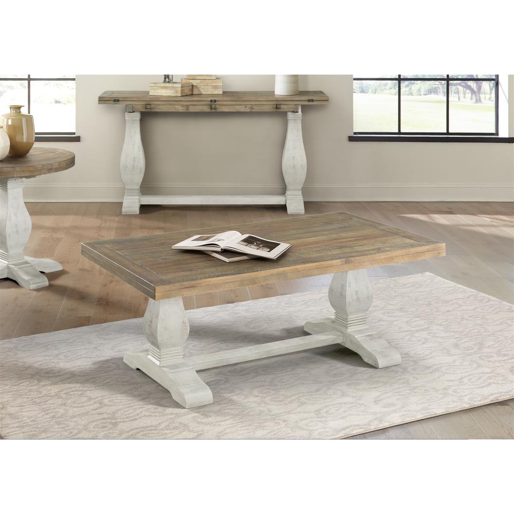 Martin Svensson Home Napa Pedestal Coffee Table, White Stain and Reclaimed Natural. Picture 3