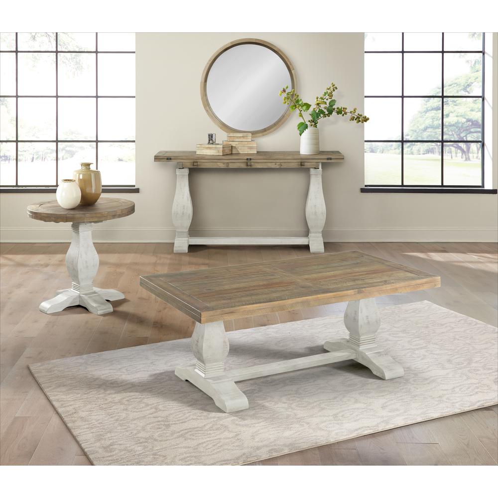 Martin Svensson Home Napa Pedestal Coffee Table, White Stain and Reclaimed Natural. Picture 1