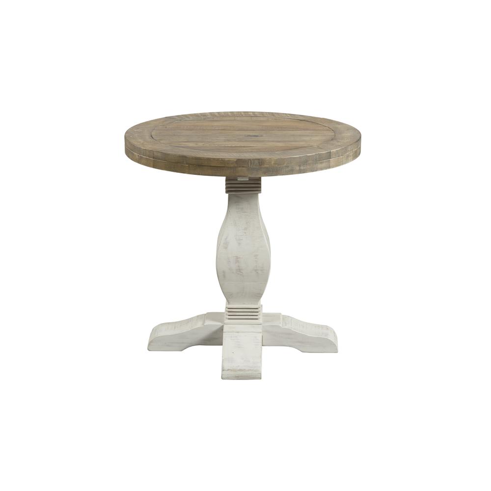 Martin Svensson Home Napa Round End Table, White Stain and Reclaimed Natural. Picture 4