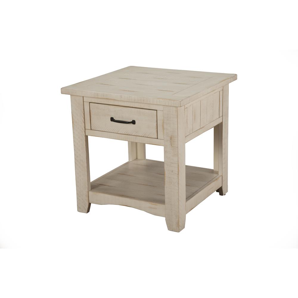 Martin Svensson Home Rustic Collection End Table, Antique White. Picture 2