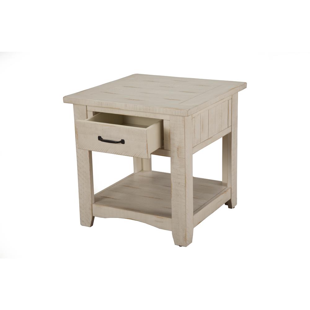 Martin Svensson Home Rustic Collection End Table, Antique White. Picture 1