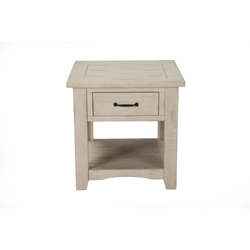 Martin Svensson Home Rustic Collection End Table, Antique White. Picture 4