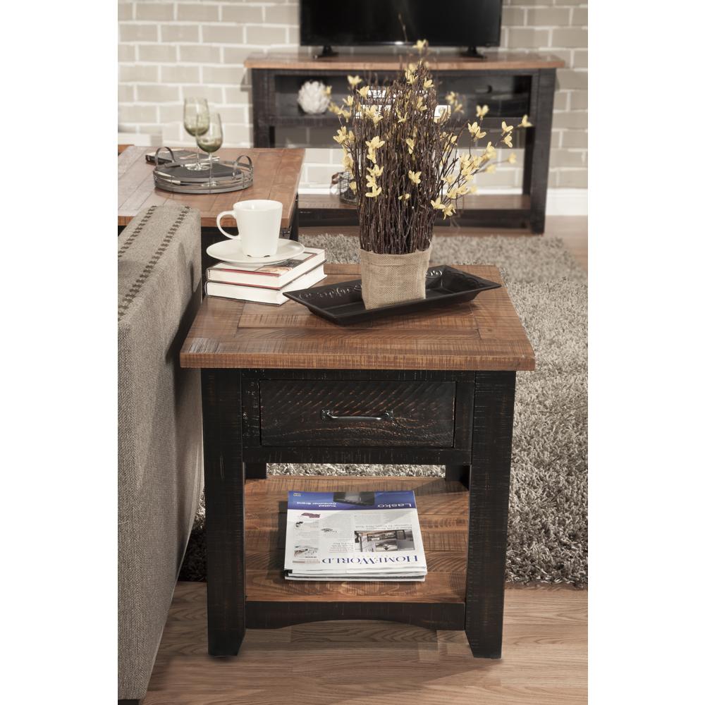 Martin Svensson Home Rustic Collection End Table, Antique Black and Honey Tobacco. Picture 2