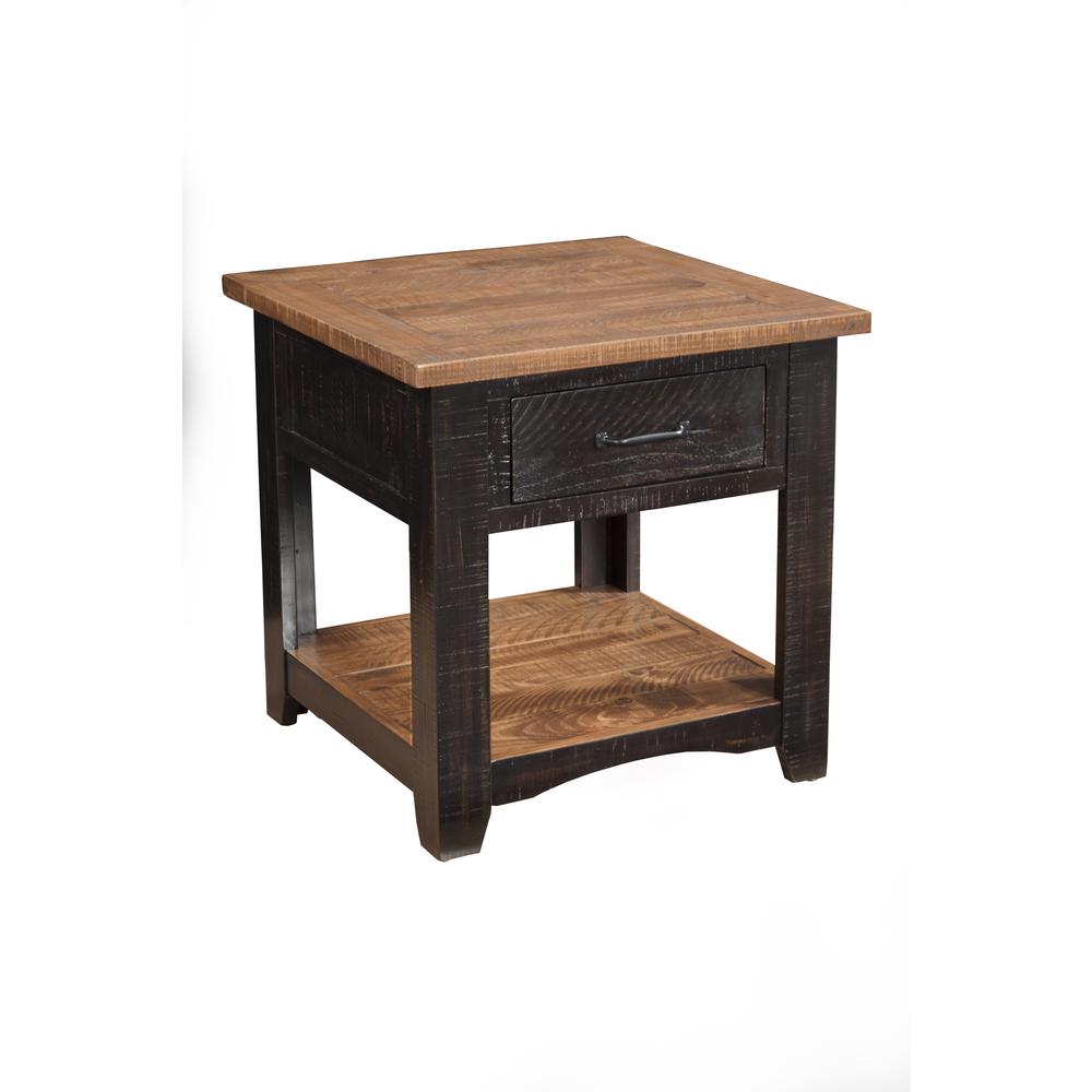 Martin Svensson Home Rustic Collection End Table, Antique Black and Honey Tobacco. Picture 1