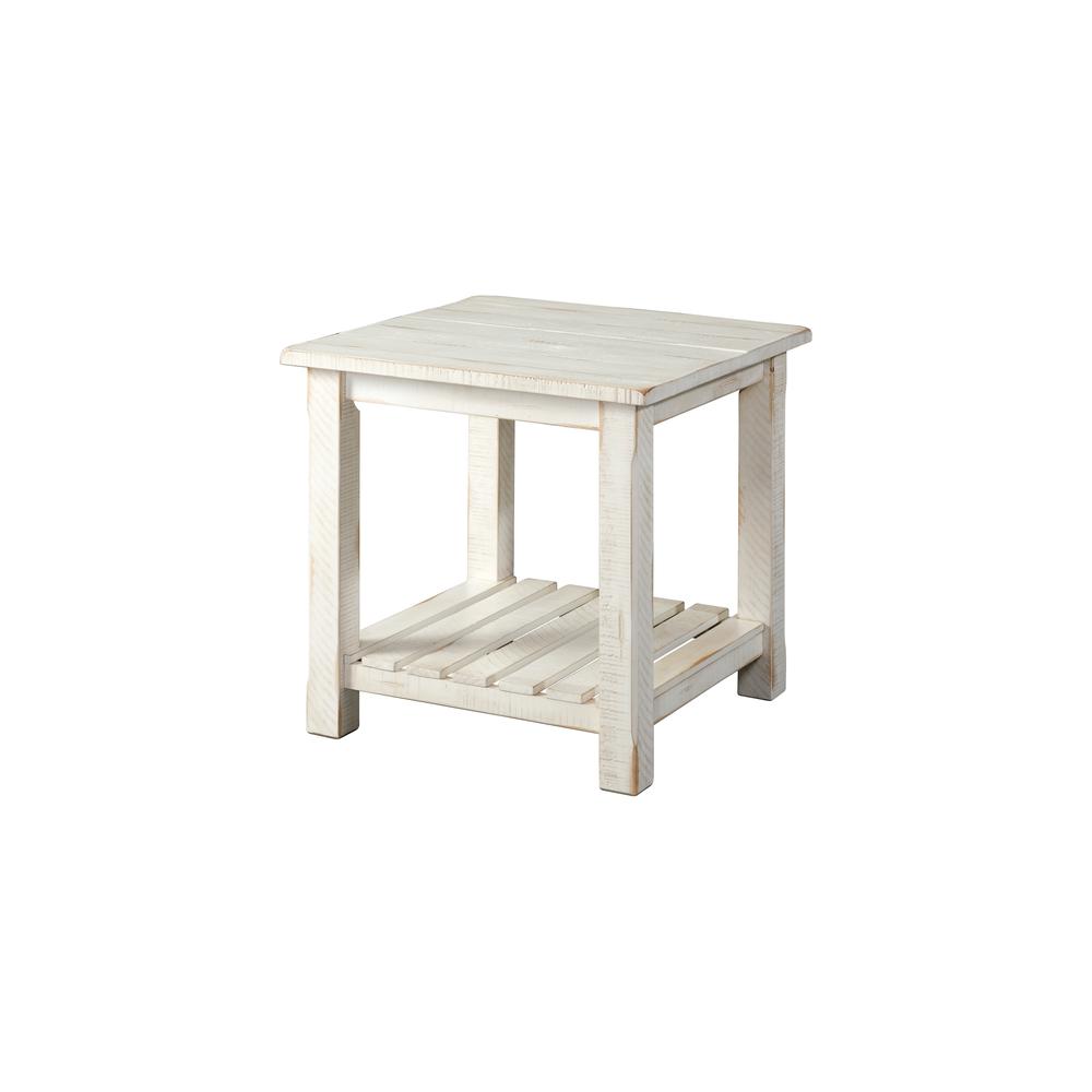 Martin Svensson Home Barn Door Collection End Table, Antique White. Picture 1