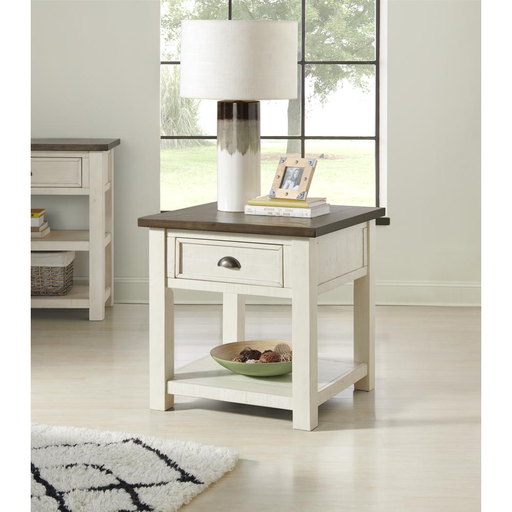 Martin Svensson Home Monterey End Table, Cream White and Brown. Picture 1