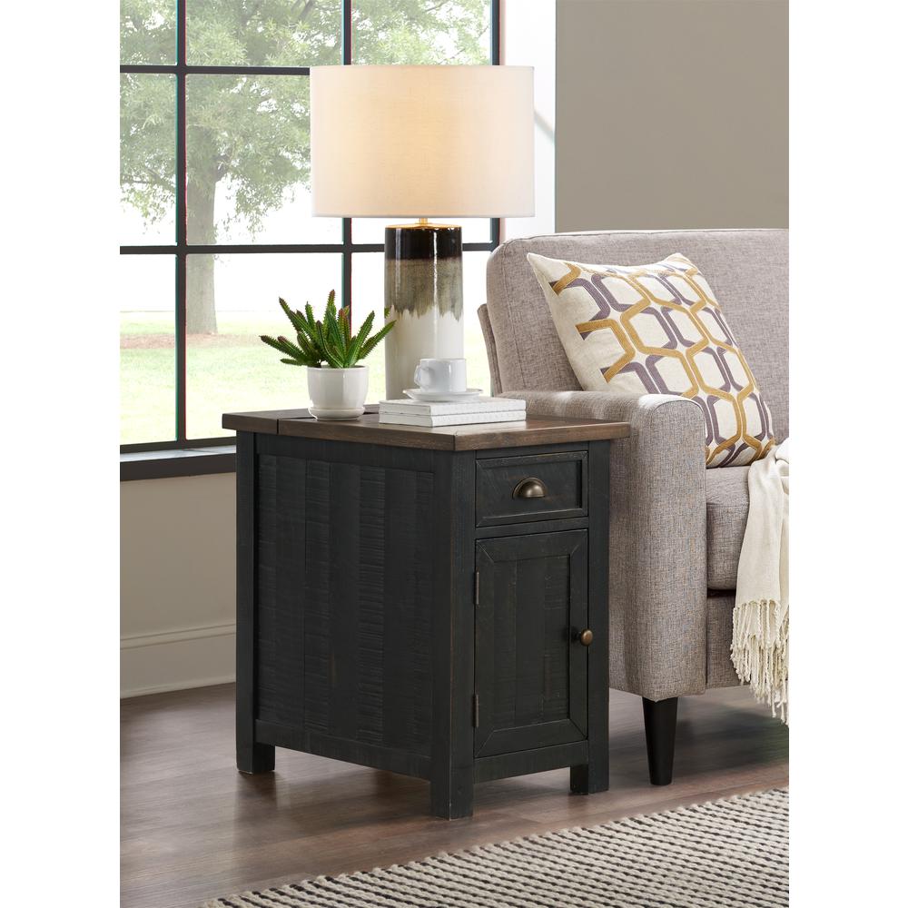 Monterey Chairside Table with Power, Black and Brown. Picture 1