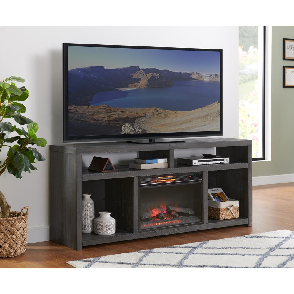 Lexington Rectangular 70" Solid Wood TV Stand, Grey. Picture 10