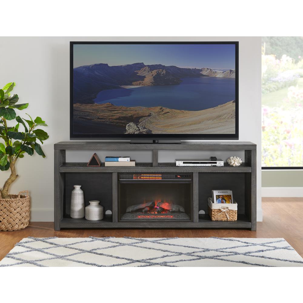 Lexington Rectangular 70" Solid Wood TV Stand, Grey. Picture 11