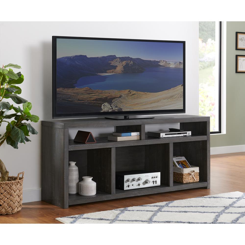 Lexington Rectangular 70" Solid Wood TV Stand, Grey. Picture 1