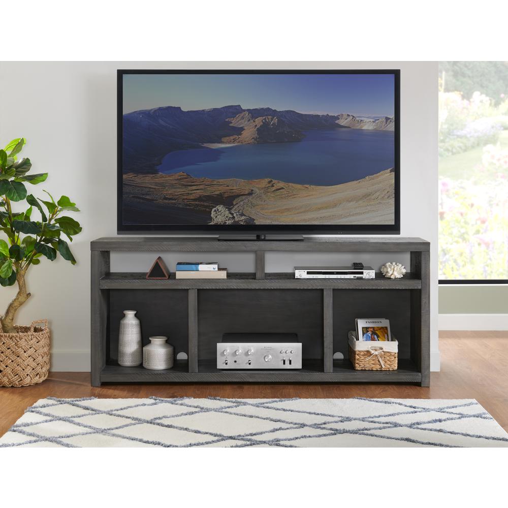 Lexington Rectangular 70" Solid Wood TV Stand, Grey. Picture 2