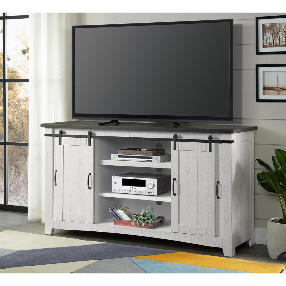 Martin Svensson Home Hampton TV Stand, White Stain with Grey Stain Top. Picture 1