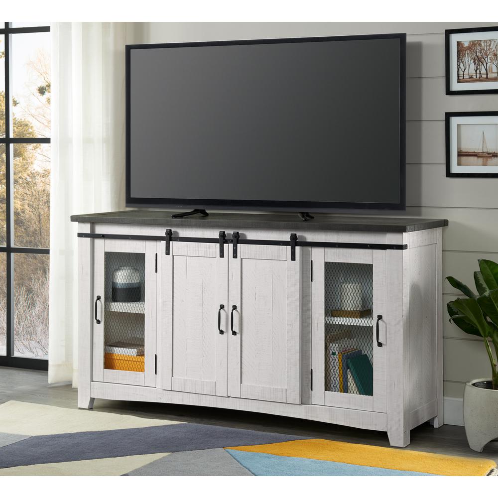 Martin Svensson Home Hampton TV Stand, White Stain with Grey Stain Top. Picture 2