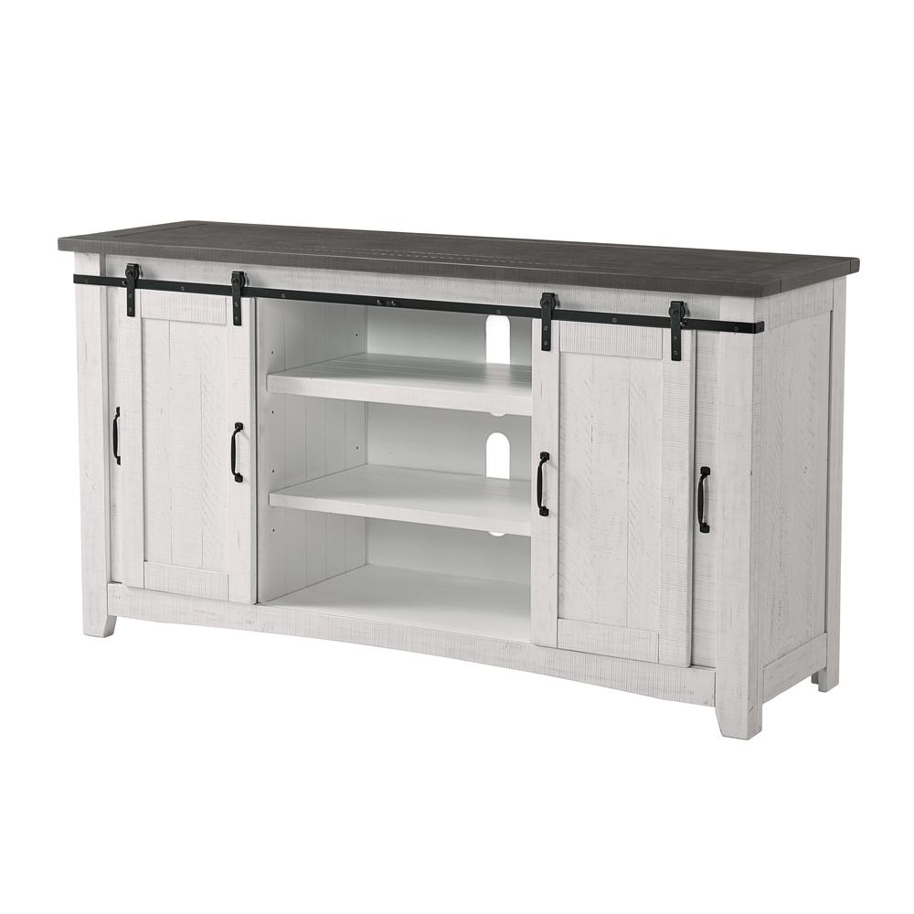 Martin Svensson Home Hampton TV Stand, White Stain with Grey Stain Top. Picture 5