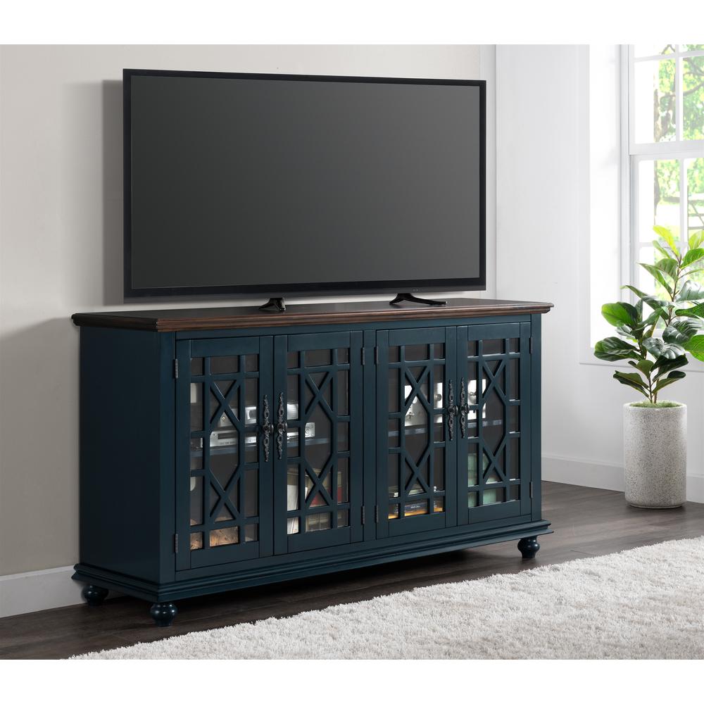 Martin Svensson Home Palisades TV Stand, Catalina Blue with Coffee Top. Picture 1