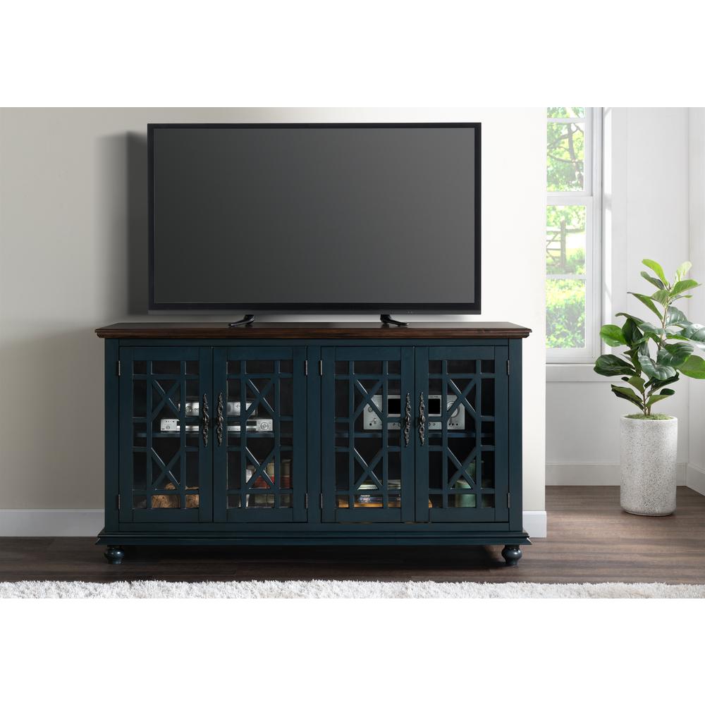 Martin Svensson Home Palisades TV Stand, Catalina Blue with Coffee Top. Picture 2
