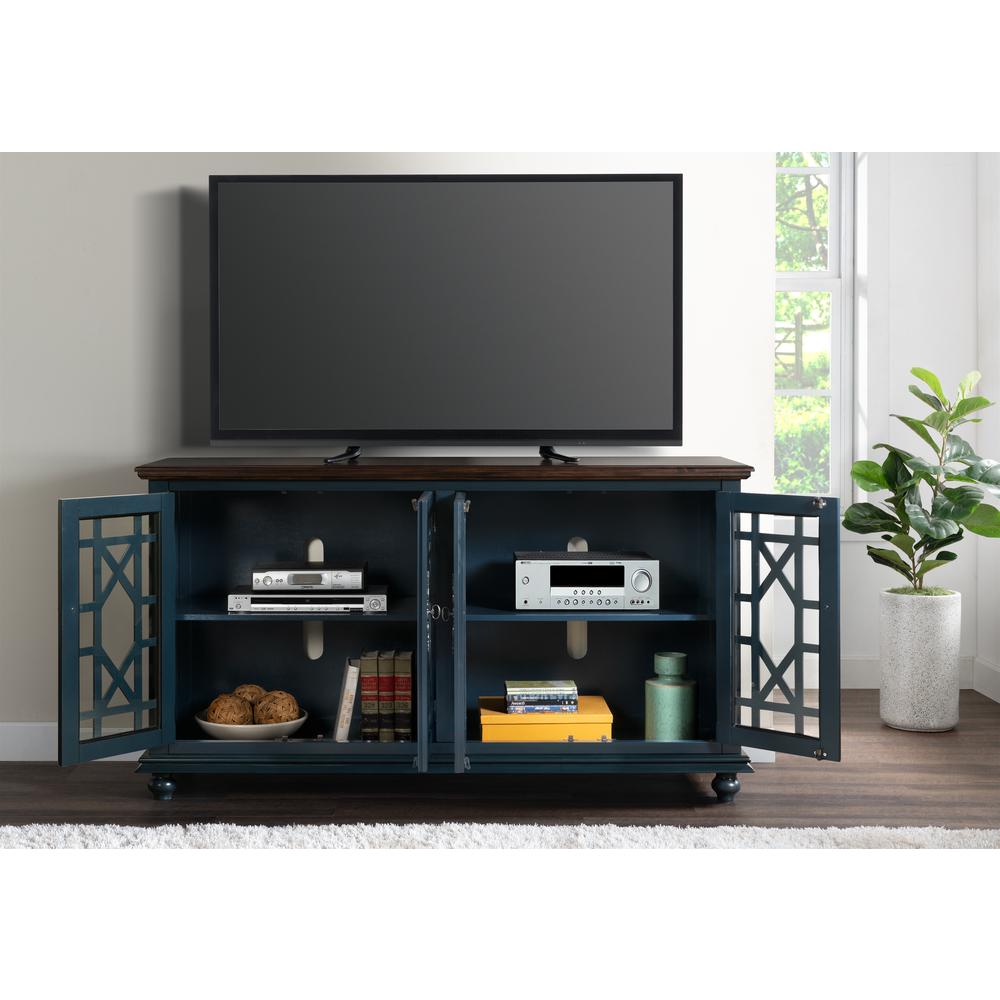 Martin Svensson Home Palisades TV Stand, Catalina Blue with Coffee Top. Picture 3