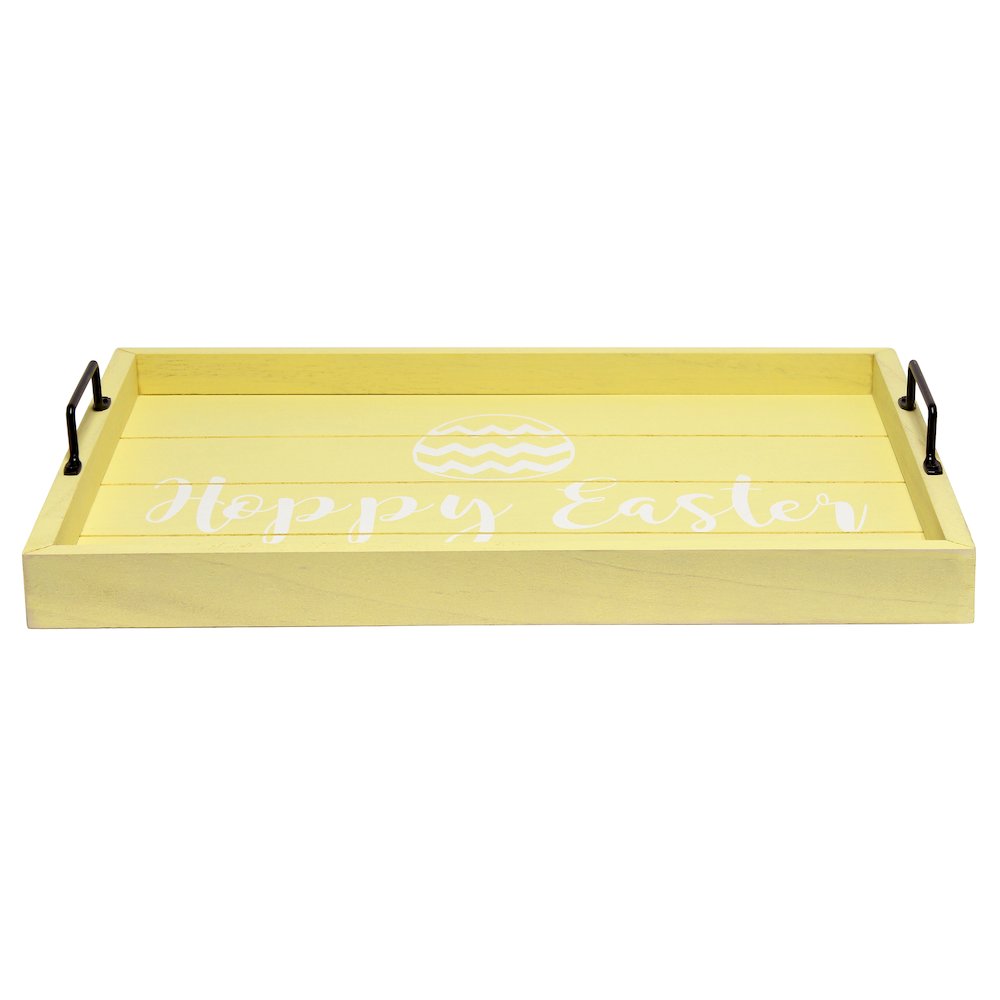 Decorative Wood Serving Tray w/ Handles, 15.50" x 12", "Happy Easter". Picture 6
