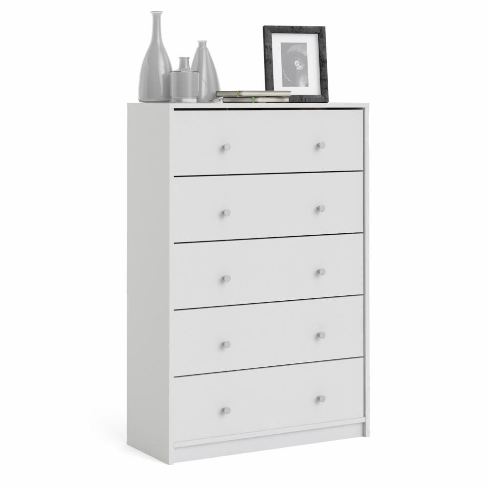 Portland 5 Drawer Chest, White. Picture 9