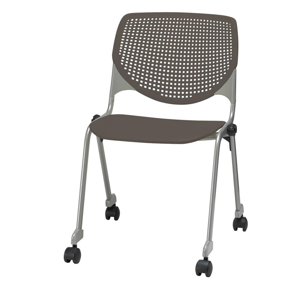 KOOL Series Poly Stack Chair with Casters, Brownstone. Picture 1