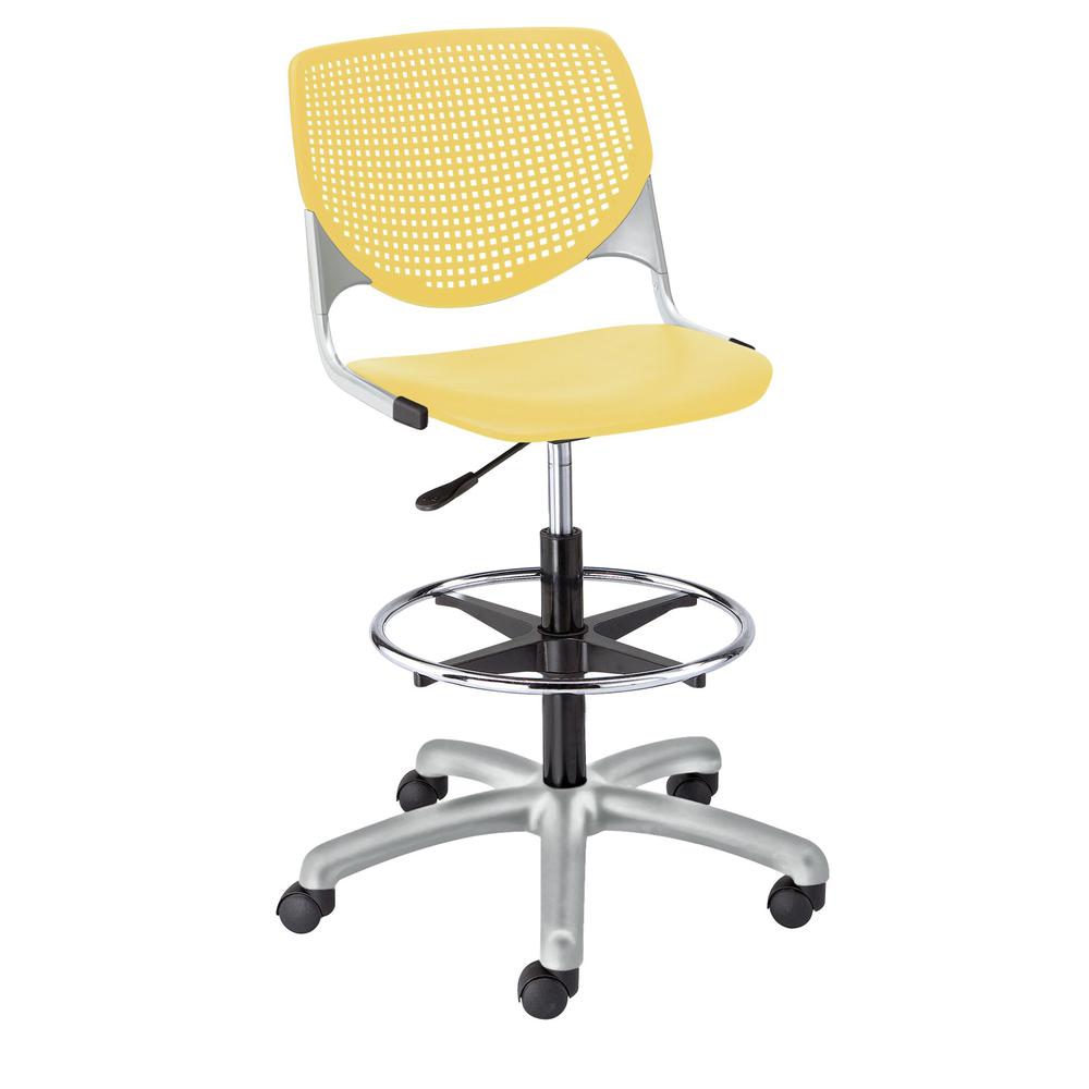 KOOL Poly Adjustable Drafting Stool, Yellow. Picture 1