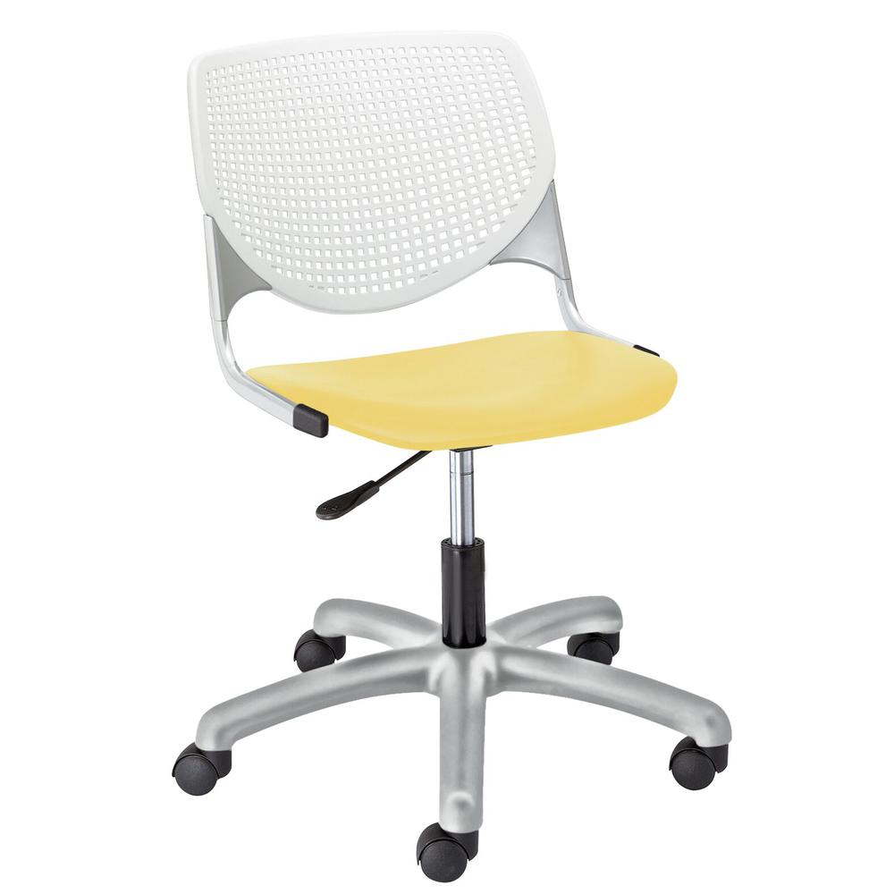KOOL Poly Task Chair, White Back, Yellow Seat. Picture 1