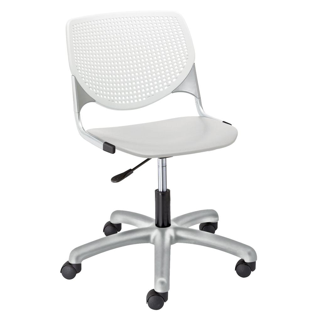 KOOL Poly Task Chair, White Back, Light Grey Seat. Picture 1