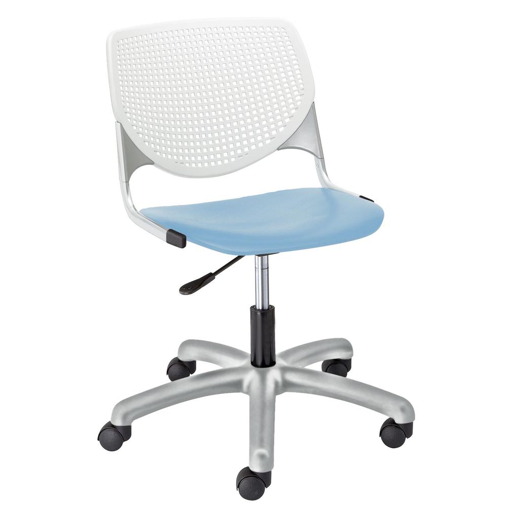 KOOL Poly Task Chair, White Back, Sky Blue Seat. Picture 1