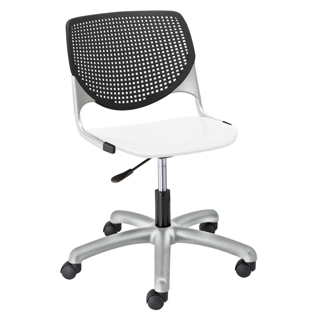 KOOL Poly Task Chair, Black Back, White Seat. Picture 1