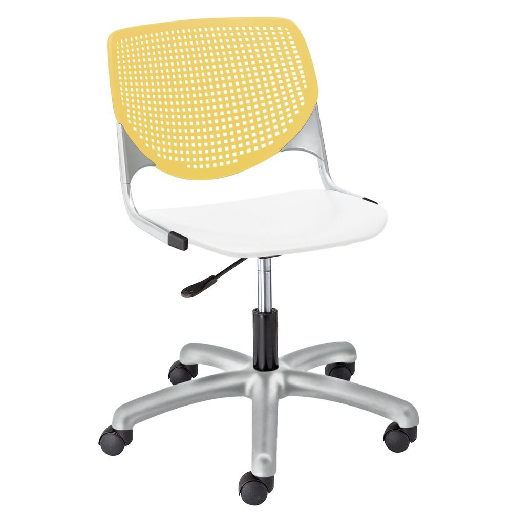 KOOL Poly Task Chair, Yellow Back, White Seat. Picture 1