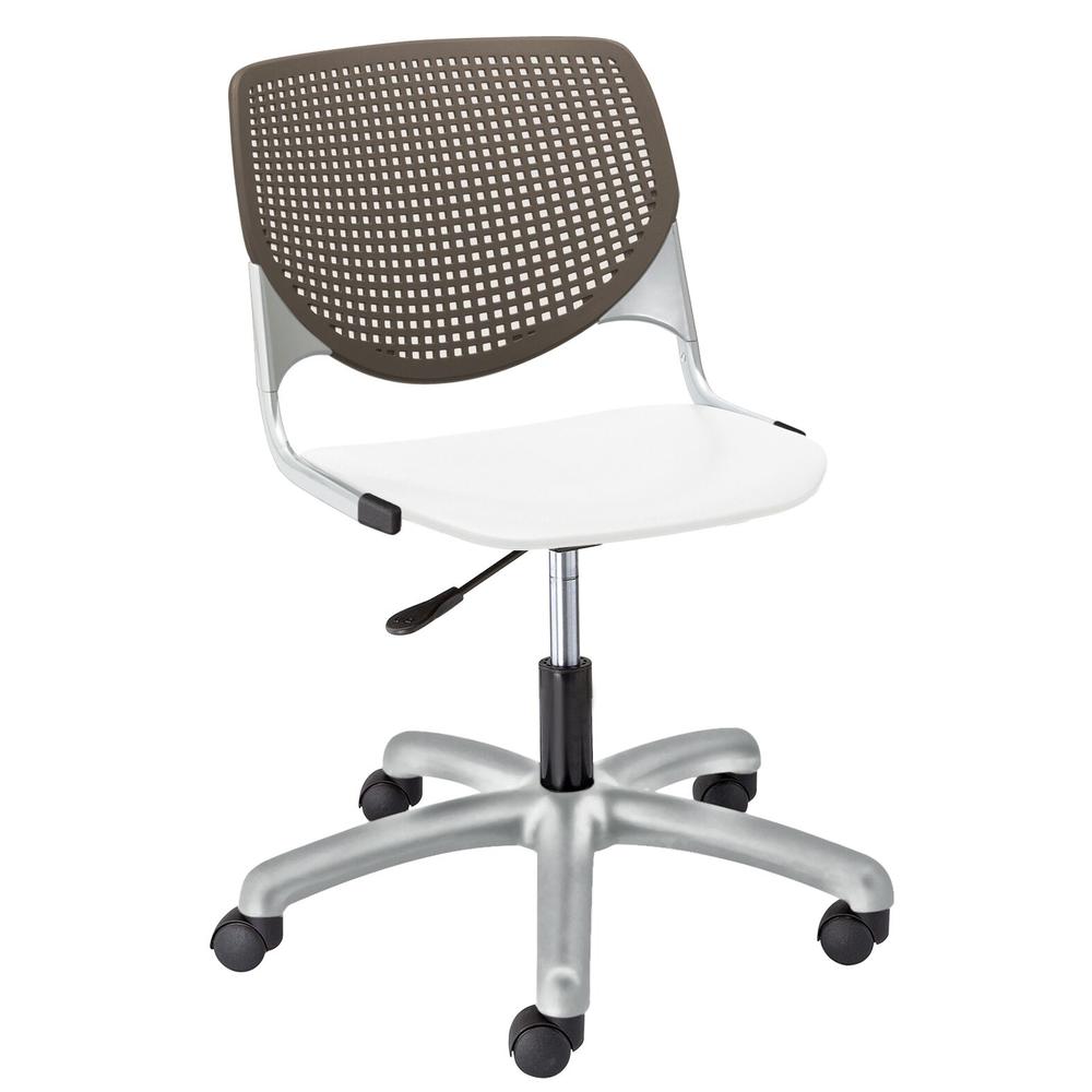 KOOL Poly Task Chair, Brownstone Back, White Seat. Picture 1
