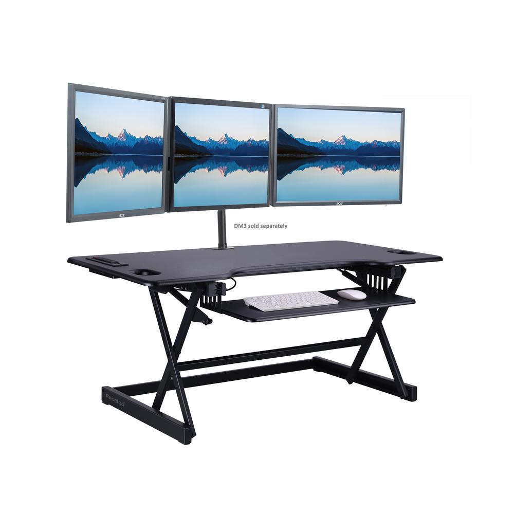 Rocelco 46" Height Adjustable Standing Desk Converter with Triple Monitor Mount BUNDLE. Picture 2