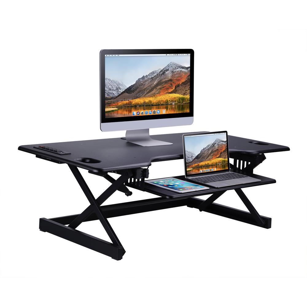 Rocelco 46" Height Adjustable Standing Desk Converter with Triple Monitor Mount BUNDLE. Picture 3