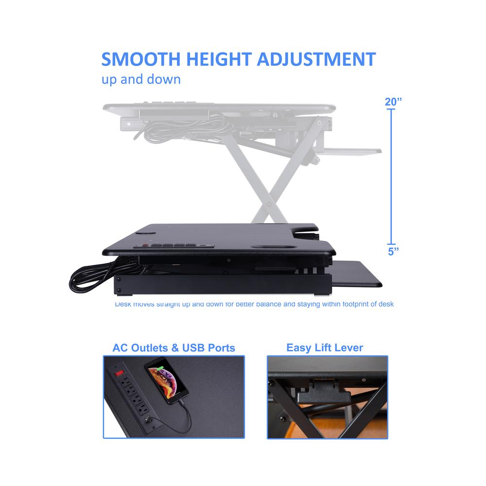 Rocelco 46" Height Adjustable Standing Desk Converter with Triple Monitor Mount BUNDLE. Picture 4