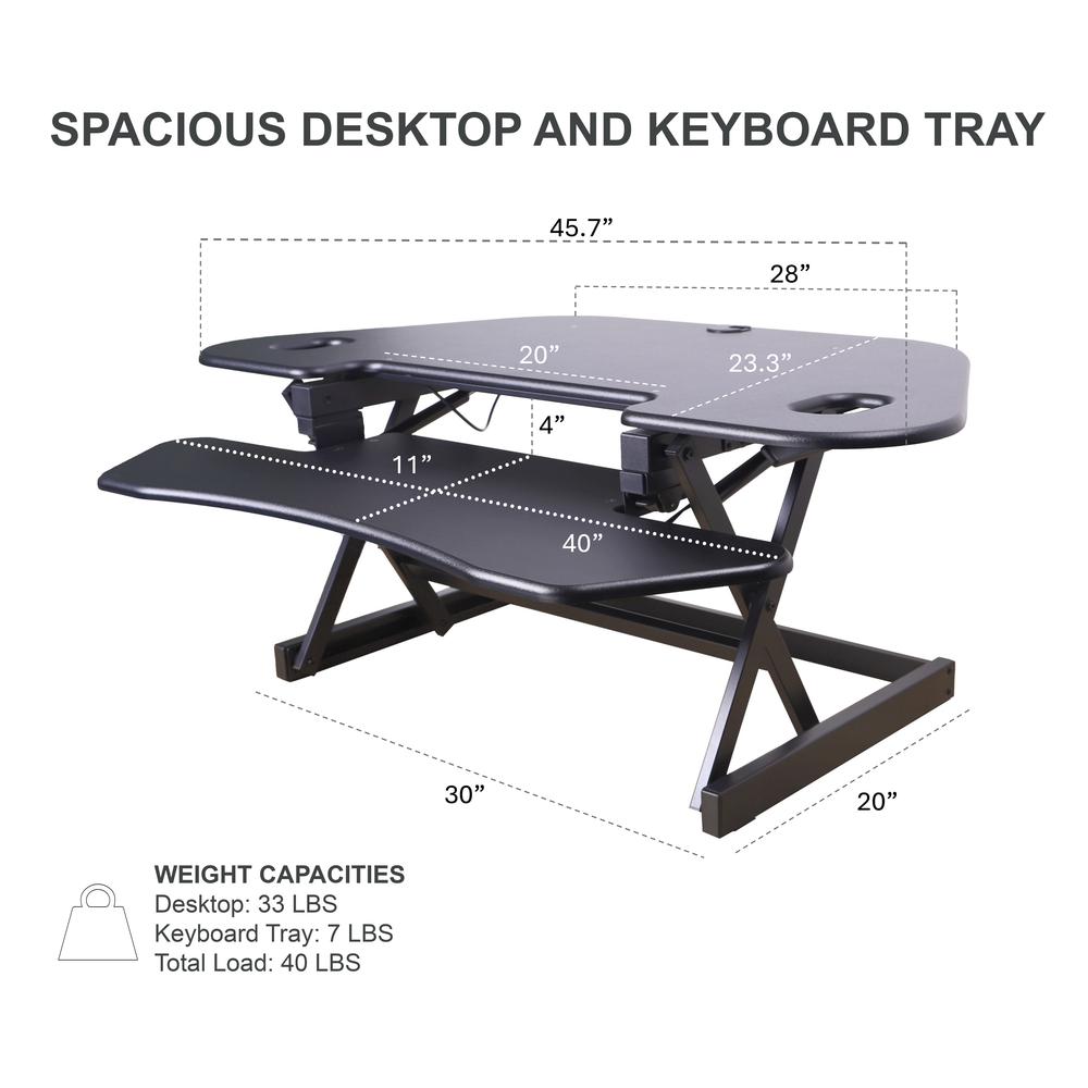 Rocelco 46" Height Adjustable Corner Standing Desk Converter. Picture 4