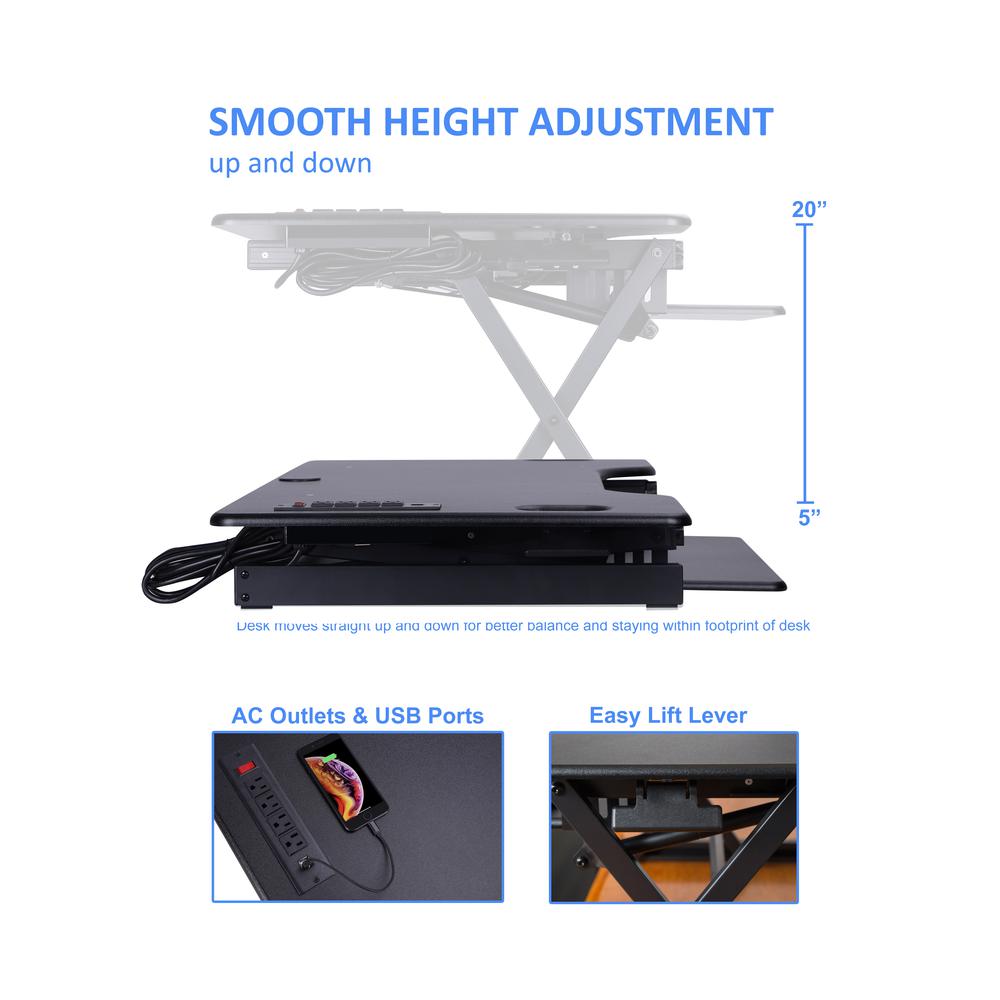 Rocelco 46" Height Adjustable Standing Desk Converter with Double Monitor Mount Stand BUNDLE. Picture 4