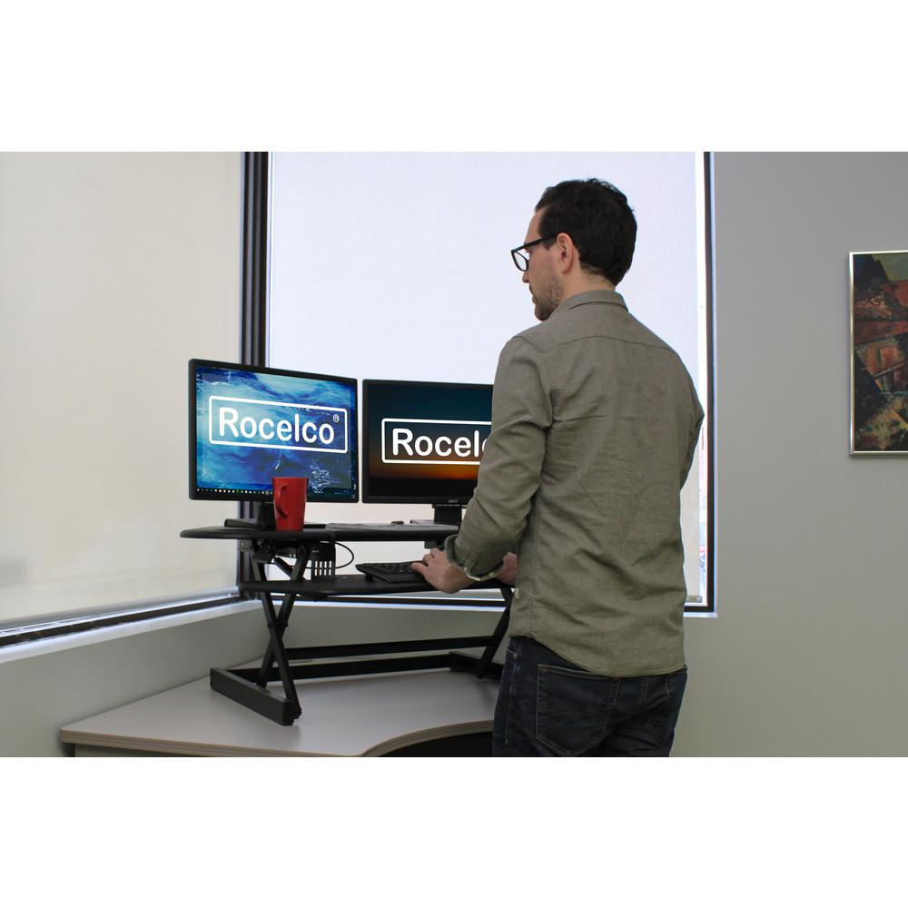 Rocelco 46" Height Adjustable Corner Standing Desk. Picture 8