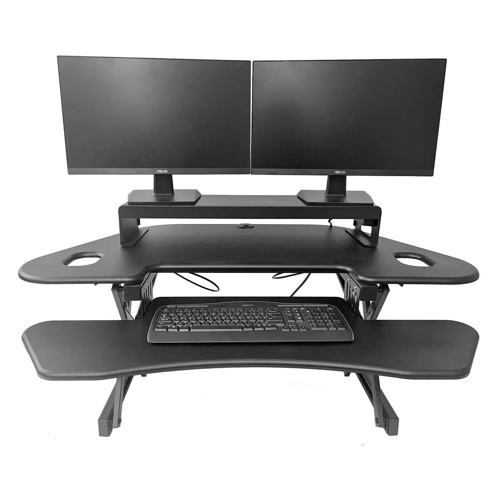 Rocelco 46" Height Adjustable Corner Standing Desk Converter - Dual Monitor Stand BUNDLE. Picture 2