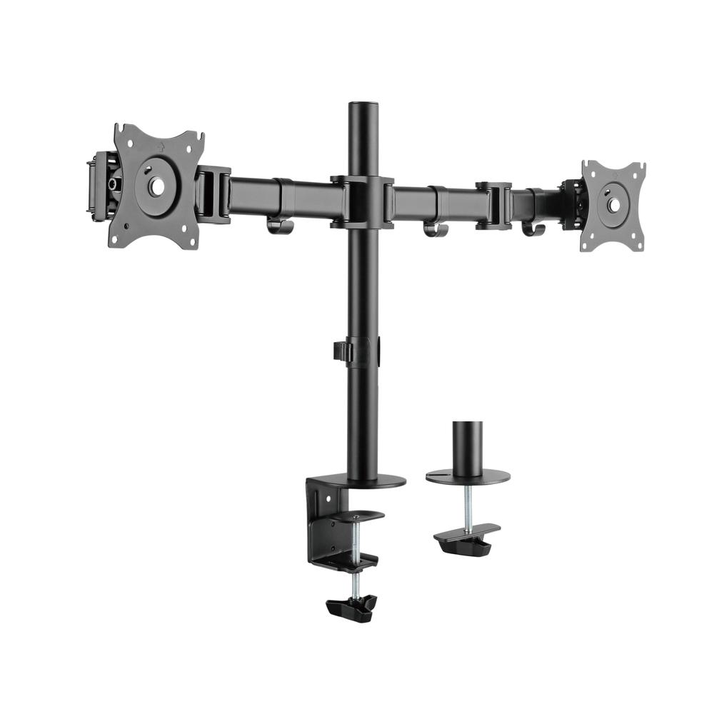 Rocelco Premium Desk Computer Monitor Mount - VESA pattern Fits 13" - 27" LED LCD Dual Flat Screen - Double Articulated Full Motion Adjustable Arm - Grommet and C Clamp - Black (R DM2). Picture 7