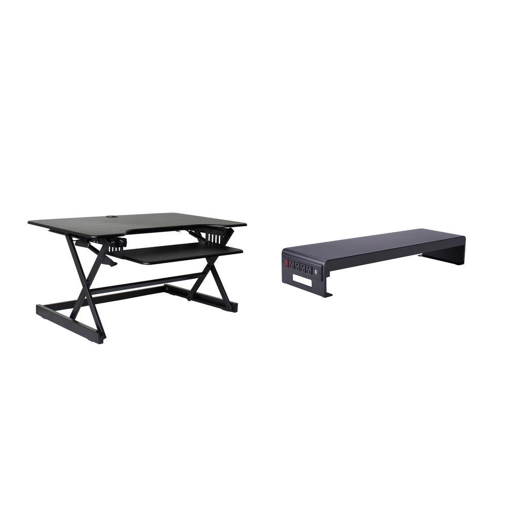 Rocelco 40" Large Height Adjustable Standing Desk Converter -Dual Monitor Stand BUNDLE. Picture 1