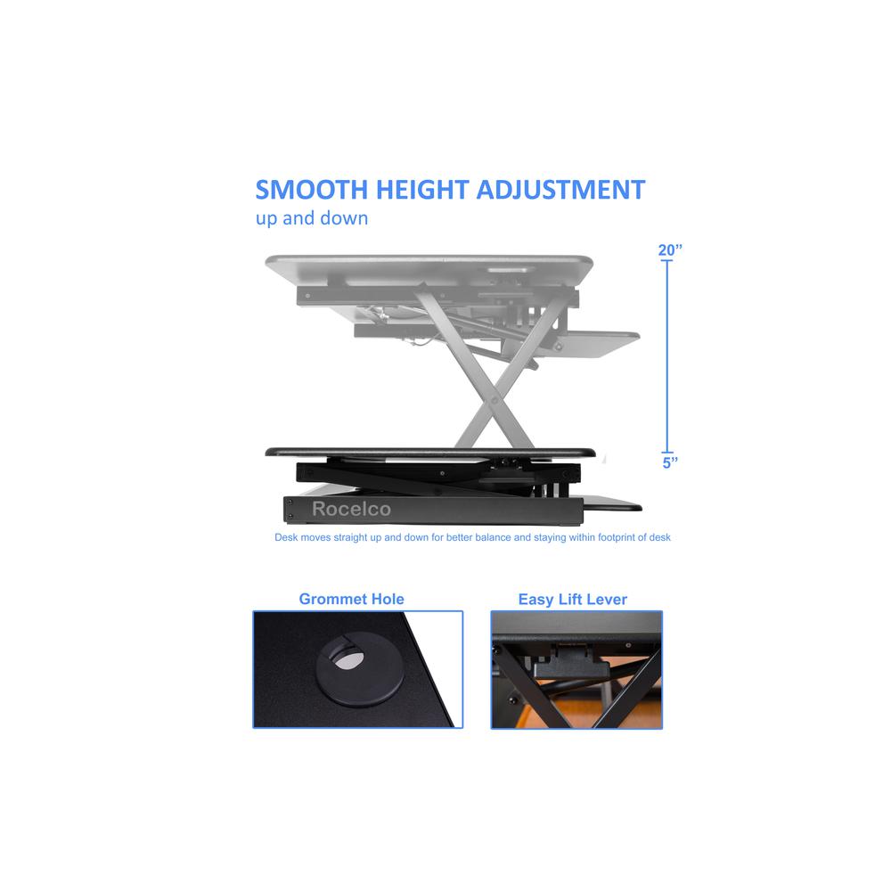 Rocelco 46" Large Height Adjustable Standing Desk Converter - Dual Monitor Stand BUNDLE. Picture 3
