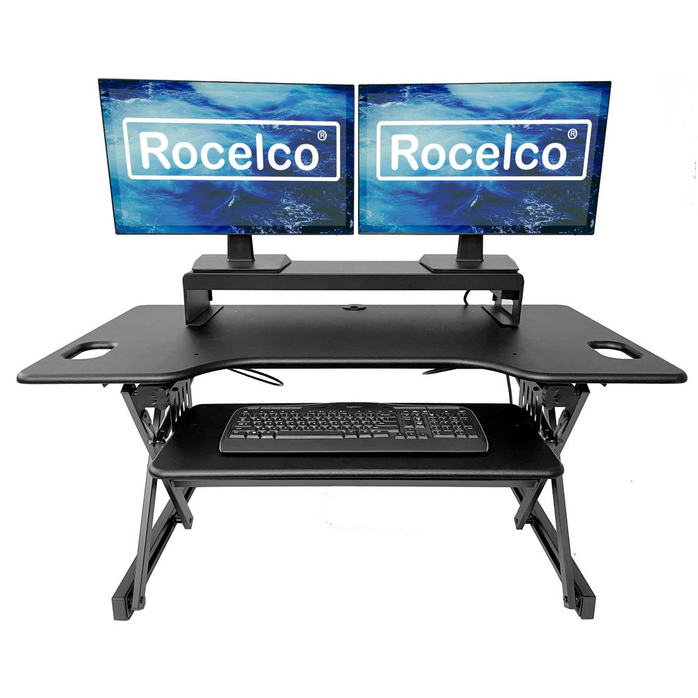 Rocelco 46" Large Height Adjustable Standing Desk Converter - Dual Monitor Stand BUNDLE. Picture 2