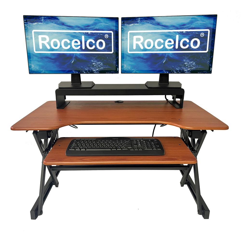 Rocelco 40" Large Height Adjustable Standing Desk Converter - Dual Monitor Stand BUNDLE. Picture 2