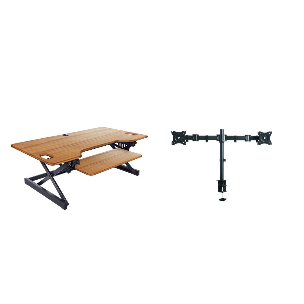 Rocelco 46" Large Height Adjustable Standing Desk Converter with Double Monitor Mount, BUNDLE. Picture 1