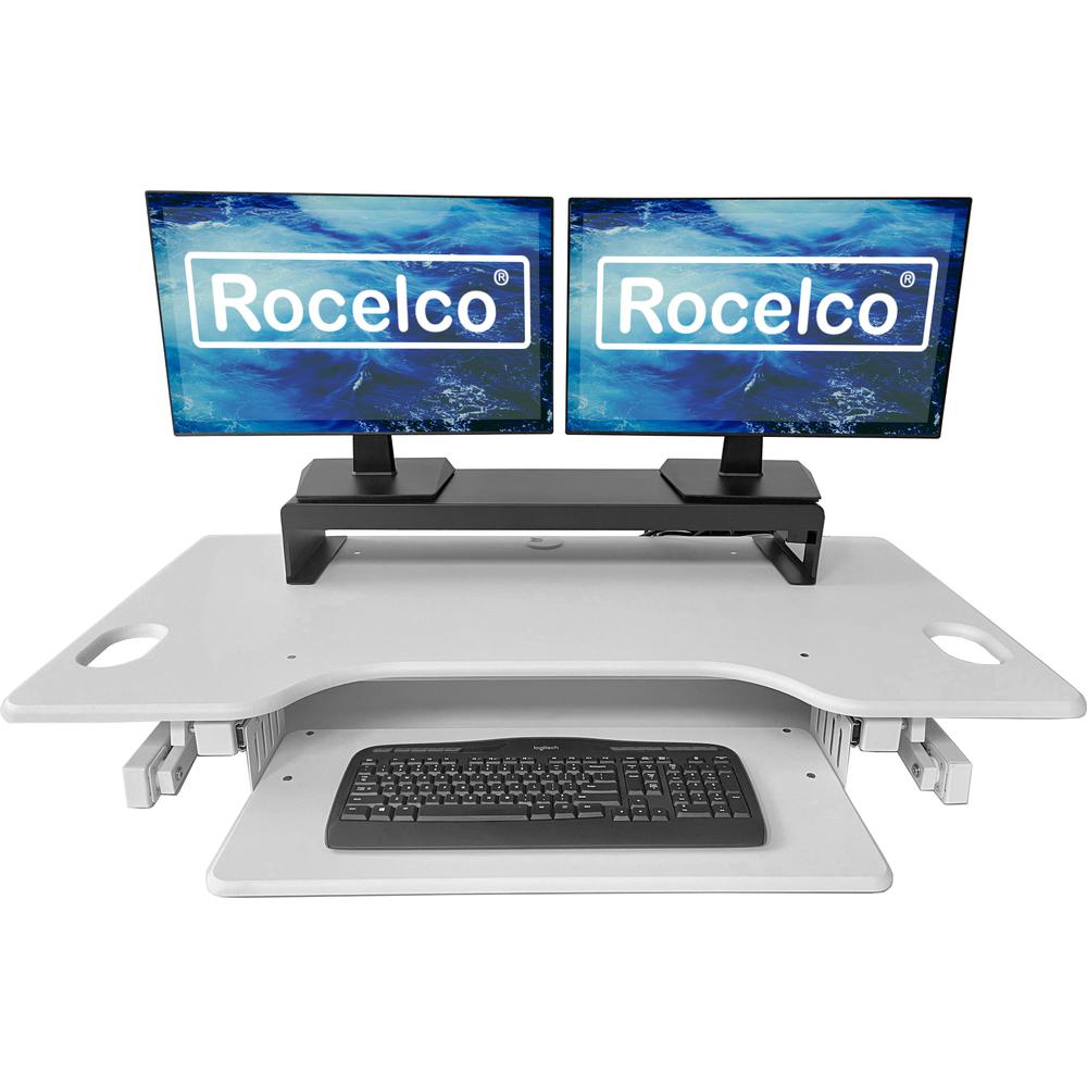Rocelco 46" Large Height Adjustable Standing Desk Converter -Dual Monitor Stand BUNDLE. Picture 2