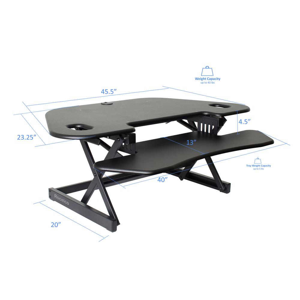 Rocelco 46" Height Adjustable Corner Standing Desk. Picture 5
