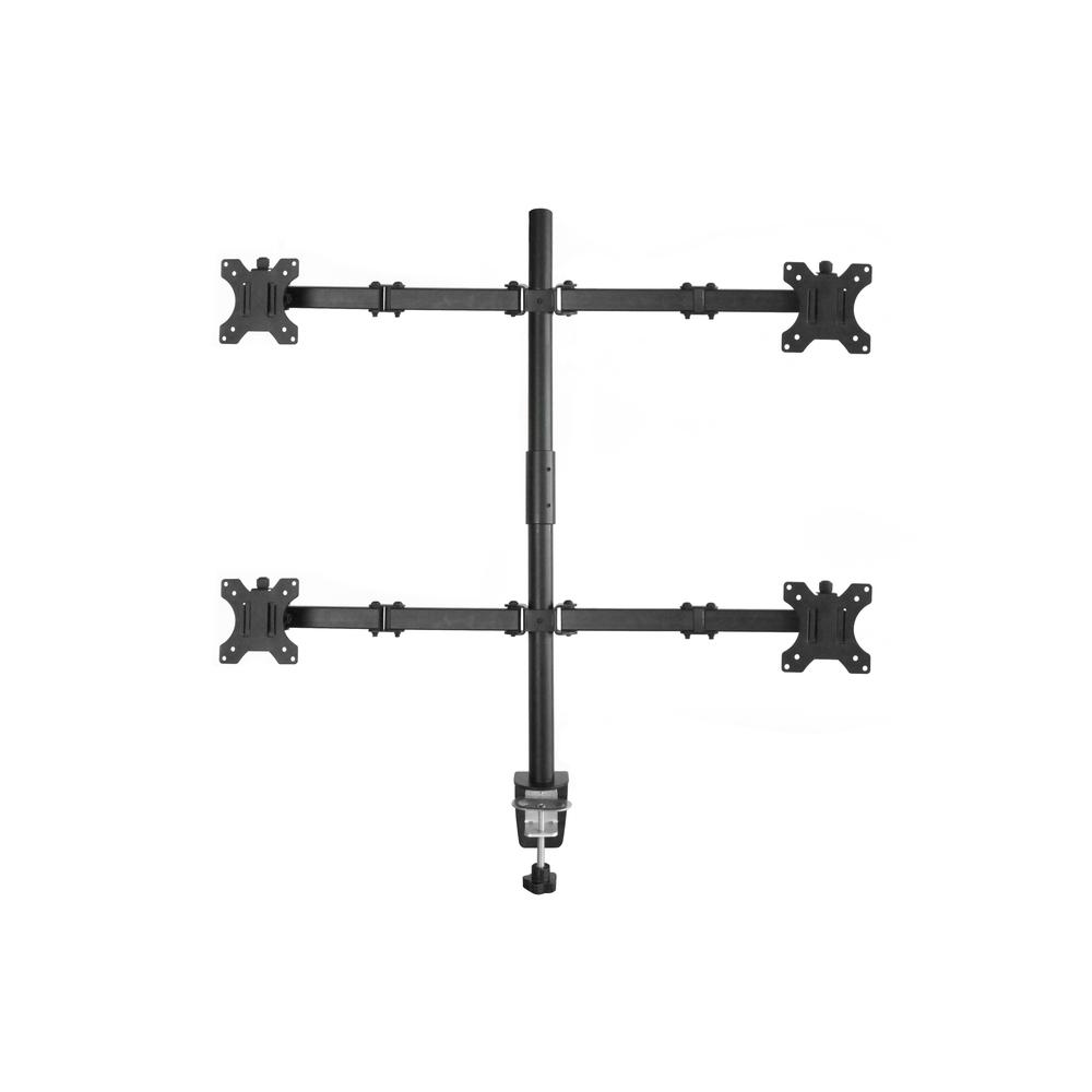 Rocelco Premium Quad Monitor Desk Mount - VESA pattern Fits Four 13" - 27" LED LCD Flat Computer Screen - Double Articulated Full Motion Adjustable Arms - Grommet and C Clamp - Black (R DM4). Picture 1